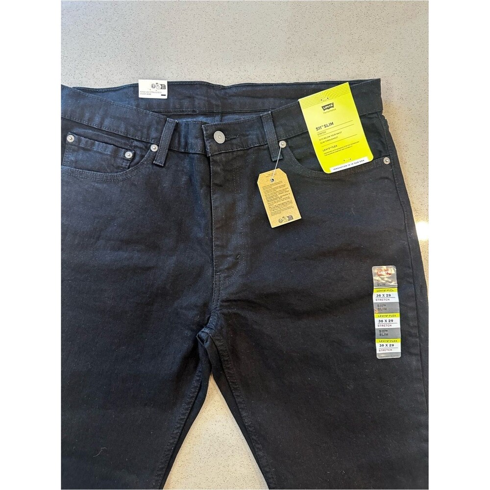 Brand New with Tags! Levi's 511 Slim Men's Black Color Jeans 36x29 - Picture 2 of 9